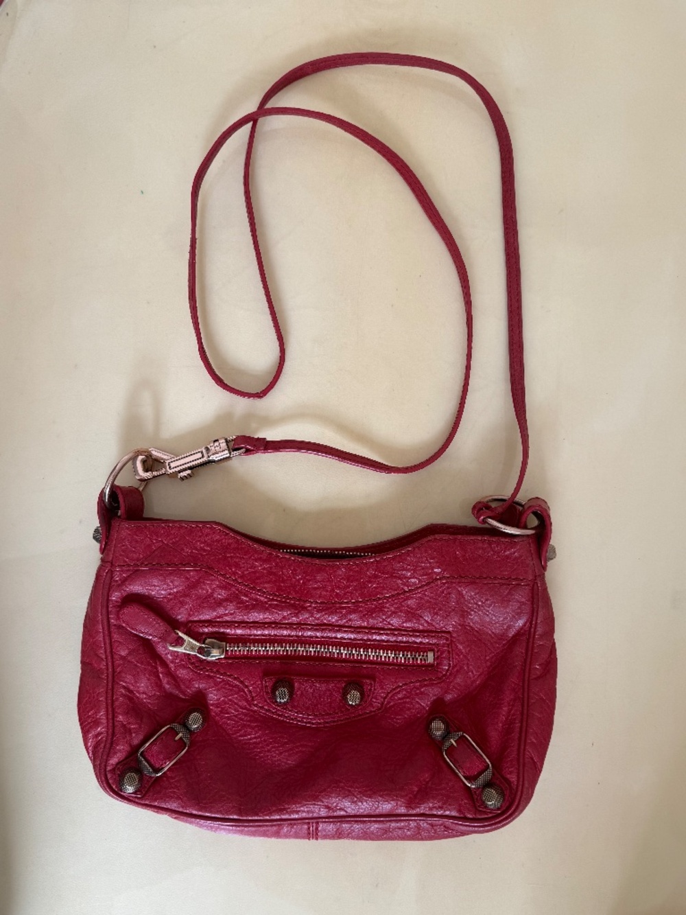 Red Leather Mini City Crossbody Bag